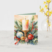 Kaars met Ornamenten Foto & Ambacht Kerst Kaart (Gele Bloem)