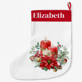 Kaars Middenstuk met Poinsettia Bloem Grote Kerstsok (Achterkant)