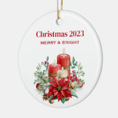 Kaars Middenstuk met Poinsettia Bloem Keramisch Ornament (Links)