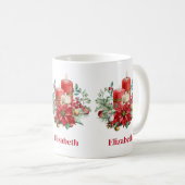 Kaars Middenstuk met Poinsettia Bloem Koffiemok (Voorkant rechts)