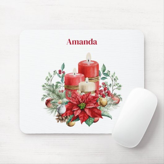 Kaars Middenstuk met Poinsettia Bloem Muismat (Met muis)