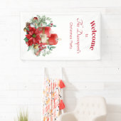 Kaars Middenstuk met Poinsettia Bloem Spandoek (Insitu)