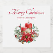 Kaars Middenstuk met Poinsettia Bloem Sparkling Wijnetiket (Enkel label)