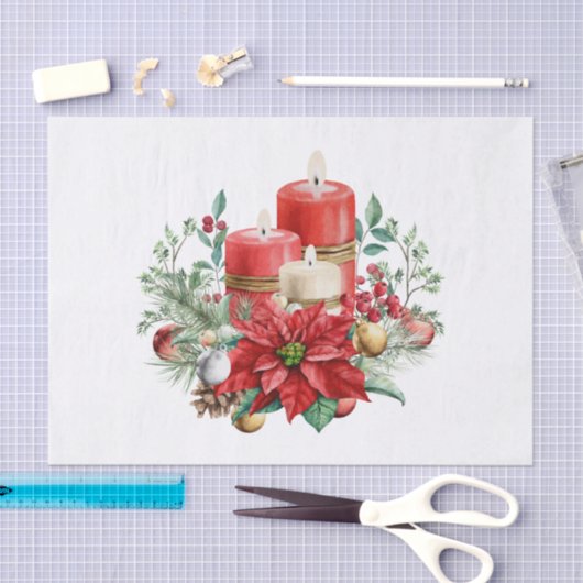 Kaars Middenstuk met Poinsettia Bloem Tissuepapier (Craft)