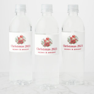 Kaars Middenstuk met Poinsettia Bloem Waterfles Etiket