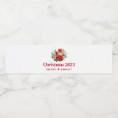 Kaars Middenstuk met Poinsettia Bloem Waterfles Etiket (Enkel label)