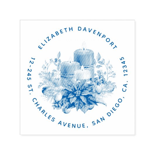 Kaars Middenstuk met Poinsettia Bloem Zelfinktende Stempel (Design)