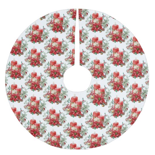 Kaars Middenstuk met Poinsettia Bloempatroon Kerstboom Rok (Voorkant)