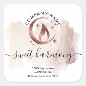 Kaars modern productlabel - zwart, roze jar vierkante sticker (Voorkant)