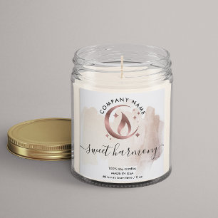 Kaars modern productlabel - zwart, roze jar vierkante sticker