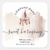 Kaars modern productlabel - zwart, roze jar vierkante sticker (Voorkant)