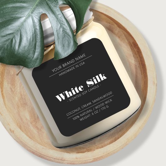 Kaars modern zwart product verpakkingslabel vierkante sticker