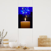 Kaars onder blauw licht poster (Keuken)