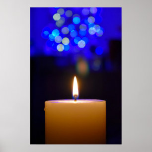 Kaars onder blauw licht poster