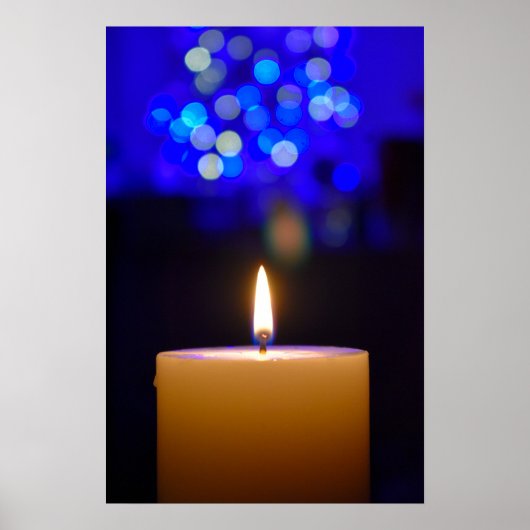 Kaars onder blauw licht poster (Voorkant)
