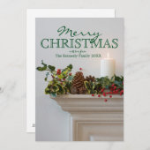 Kaars op een mantel feestdagenkaart (Voorkant / Achterkant)