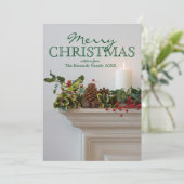 Kaars op een mantel feestdagenkaart (Staand voorkant)