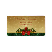 Kaars,Pijnboom,Rood Bow-feestdag Etiket (Voorkant)