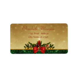 Kaars,Pijnboom,Rood Bow-feestdag Etiket