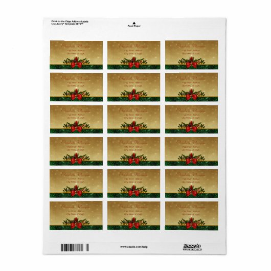 Kaars,Pijnboom,Rood Bow-feestdag Etiket (Full Sheet)