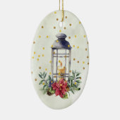 Kaars, Poinsettia, mistletoe, kerst met confetti Keramisch Ornament (Rechts)