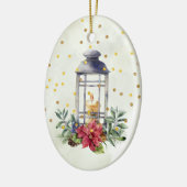 Kaars, Poinsettia, mistletoe, kerst met confetti Keramisch Ornament (Links)