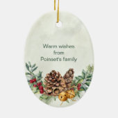 Kaars, Poinsettia, mistletoe, kerst met confetti Keramisch Ornament (Achterkant)