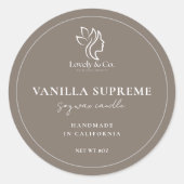 Kaars Potlabel Minimalistisch Neutraal Beige Schoo Ronde Sticker (Voorkant)