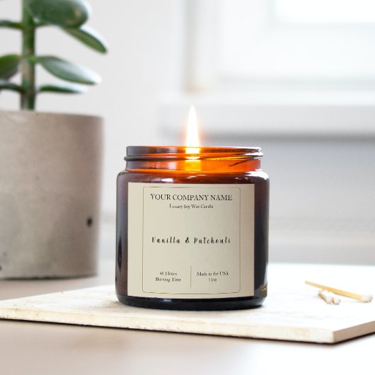 Kaars Product Label Vierkante Stickers Beige