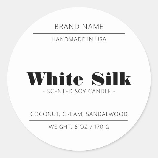 Kaars product verpakking wit label (Voorkant)