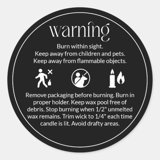 Kaars Product Waarschuwing Label Veiligheid & Care (Voorkant)
