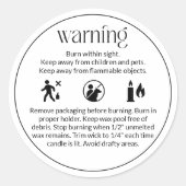 Kaars Product Waarschuwing Label Veiligheid & Care (Voorkant)