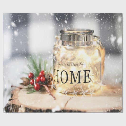 Kaars, Thuis Kerst Vakantie Cadeaupapier (Vlak)