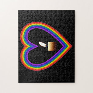 Kaars van puzzels in een regenboog