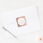 Kaars van soja met roze gouden folie glinsterende  vierkante sticker (Envelop)