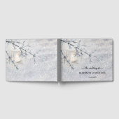 Kaars verlicht lantaarn in sprankelende sneeuw bru gastenboek (Volledig)