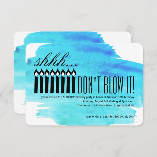 Kaars Verrassing Shhh... BLAAS HET NIET! Birthday Kaart (Voorkant / Achterkant)