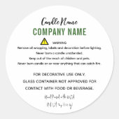 Kaars Waarschuwingsinstructie Ronde Sticker (Voorkant)