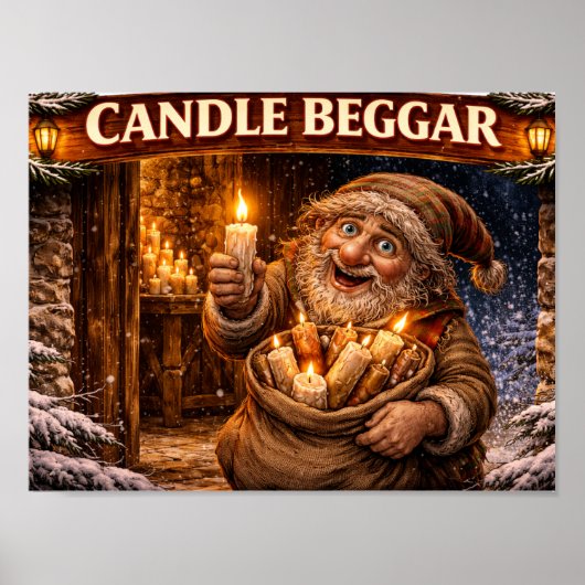 Kaarsbedelaar IJslandse Kerstman Poster (Voorkant)