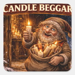 Kaarsbedelaar IJslandse kerstman Vierkante Sticker