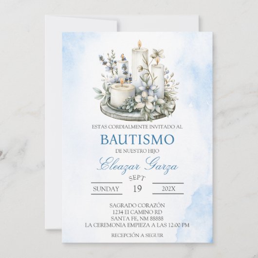 Kaarsdoop in het Spaans Kaart (Voorkant)