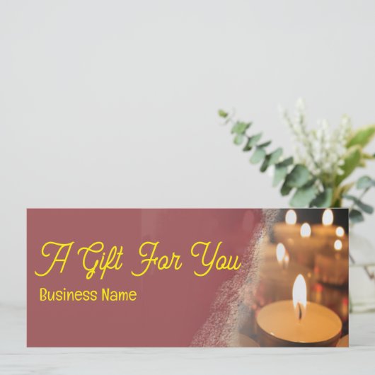 Kaarsen Aangepaste Zakelijke Naam Cadeaubonkaart (Staand voorkant)