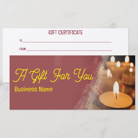 Kaarsen Aangepaste Zakelijke Naam Cadeaubonkaart (Voorkant / Achterkant)