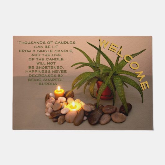 Kaarsen, Aloe en Rocks | Quote Buddha Deurmat (Voorkant)