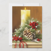 Kaarsen bessen en dennenappels budget Kerstmis Feestdagenkaart (Voorkant)