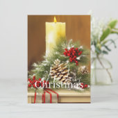Kaarsen bessen en dennenappels budget Kerstmis Feestdagenkaart (Staand voorkant)