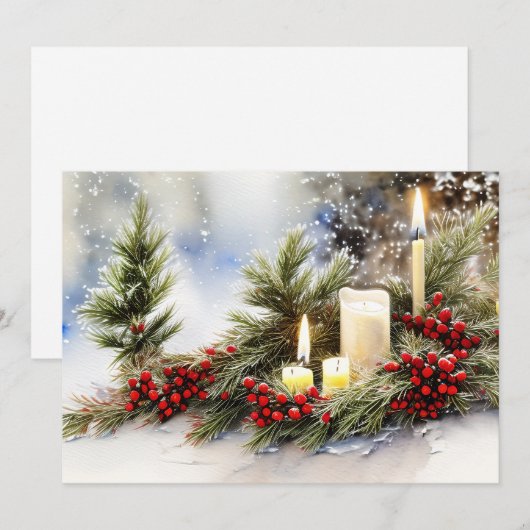 Kaarsen bessen en dennenbudget Kerstmis Feestdagenkaart (Voorkant / Achterkant)