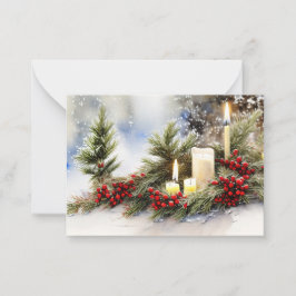 Kaarsen bessen en dennenbudget mini Kerstmis Notitiekaartje