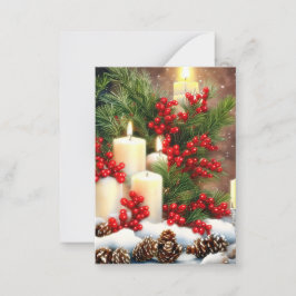 Kaarsen bessen en kegels budget mini Kerstmis Notitiekaartje