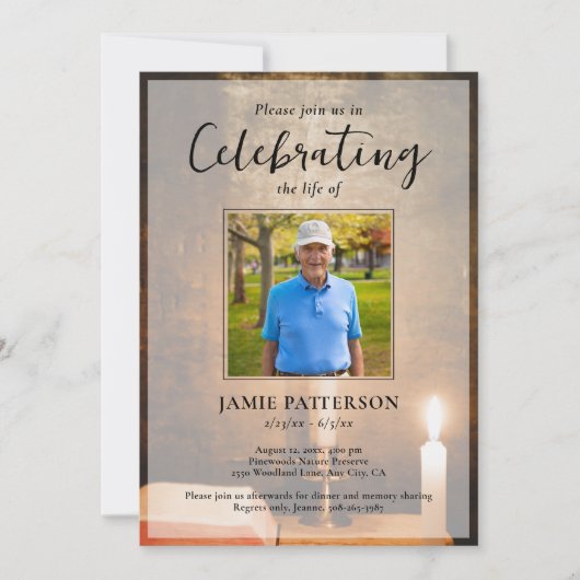 Kaarsen Bijbel Fijding van het Leven Foto Rouwplec Kaart (Voorkant)